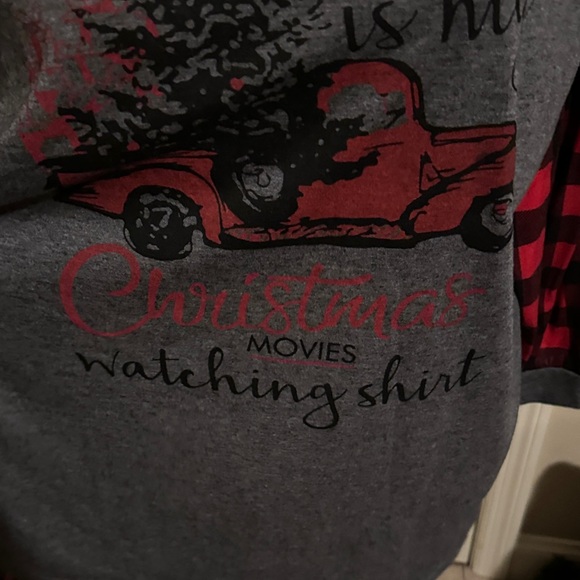 Festive Gray and Red Women’s Long Sleeve Tee - Picture 2 of 3